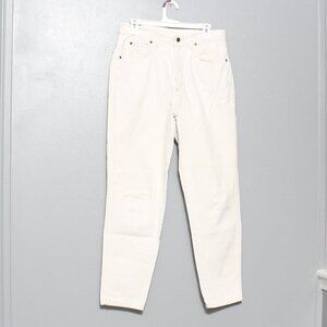 Vintage chic off white thick rigid denim mom jeans